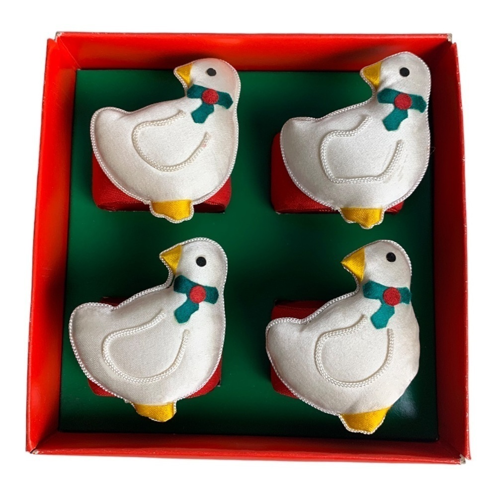 3. Vintage Holiday Napkin Rings Set Of 4 Christmas Holiday  Festive